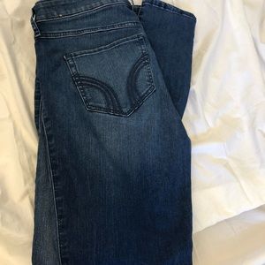 Hollister ripped high-waisted skinny blue jeans